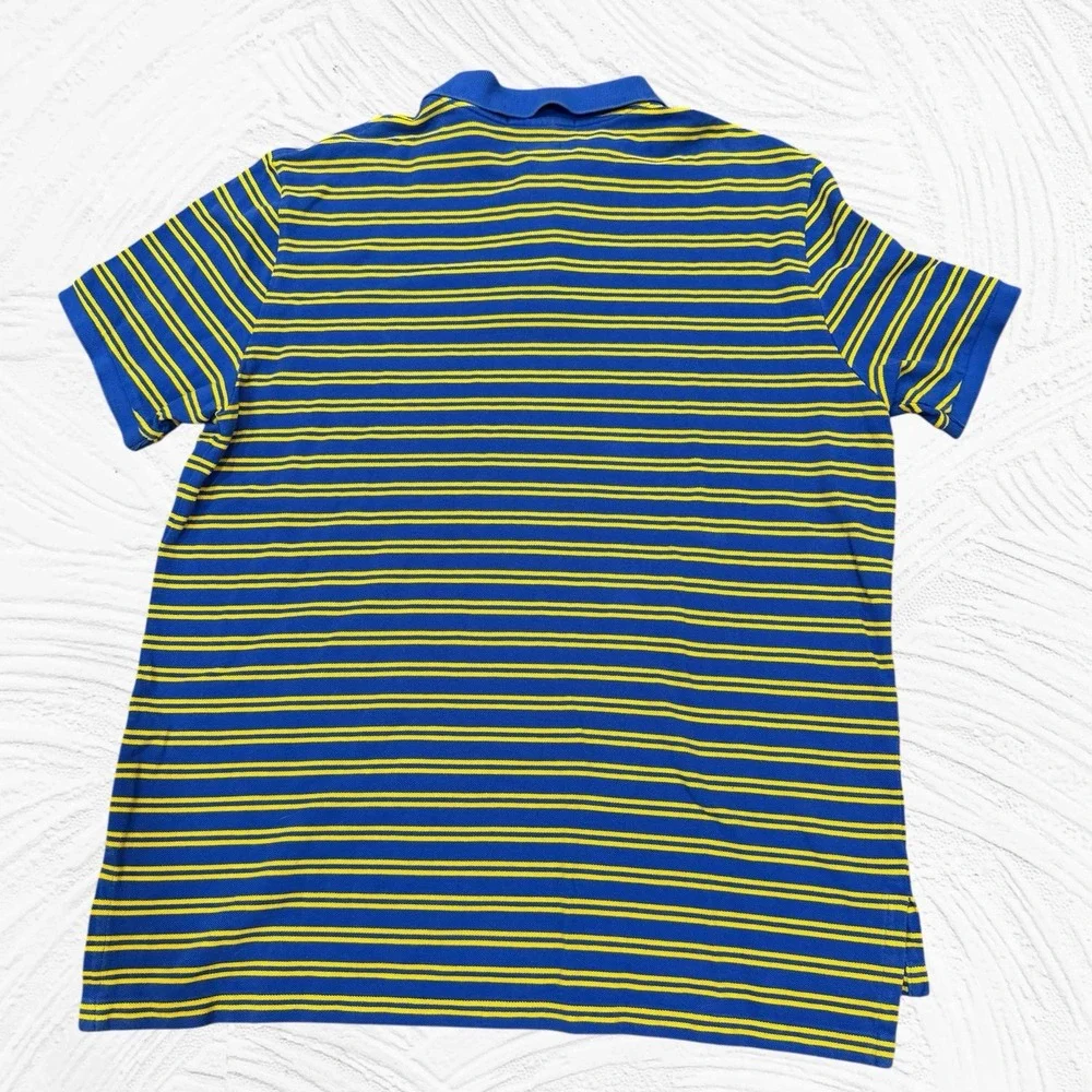 Polo Ralph Lauren Polo Shirt Short Sleeve Men Golf XXL Blue Yellow Striped